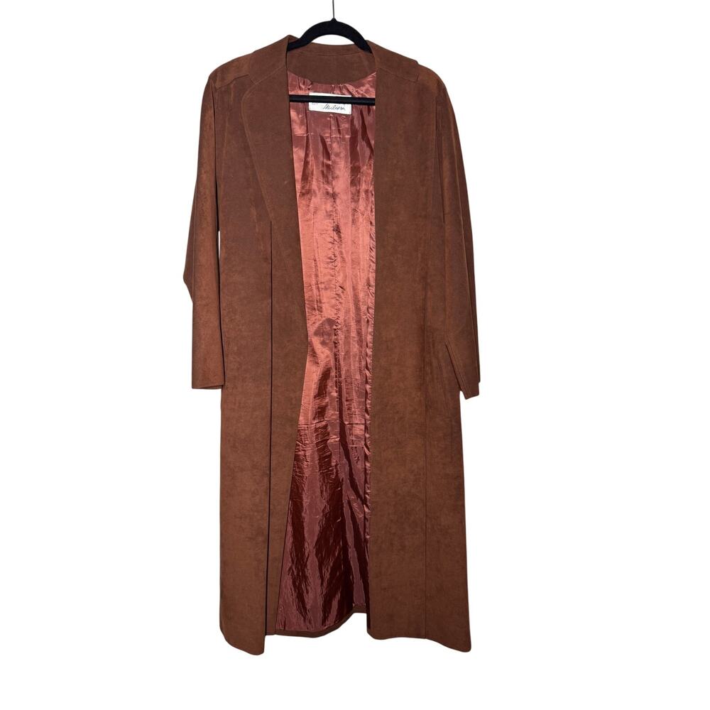 VINTAGE JERRY SILVERMAN SUEDE TRENCH COAT BROWN GORGEOUSE MADE IN USA - Picture 3 of 11